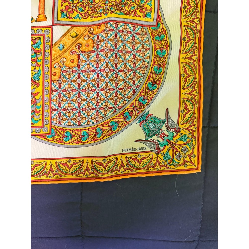 Hermes Ciels Byzantins Silk Scarf Julia Abadie Orange Gold 16.5in Square - Picture 2 of 5